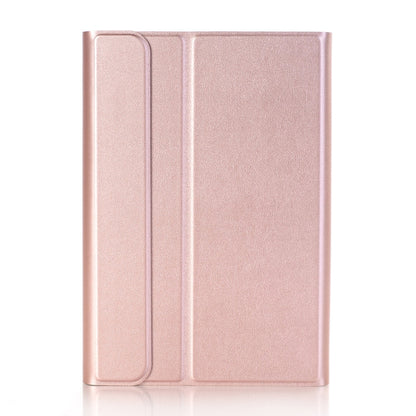 Rose gold tablet case folio with vertical fold lines, front cover closed