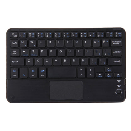 Black Bluetooth keyboard with touch panel, compact keys and integrated touch area