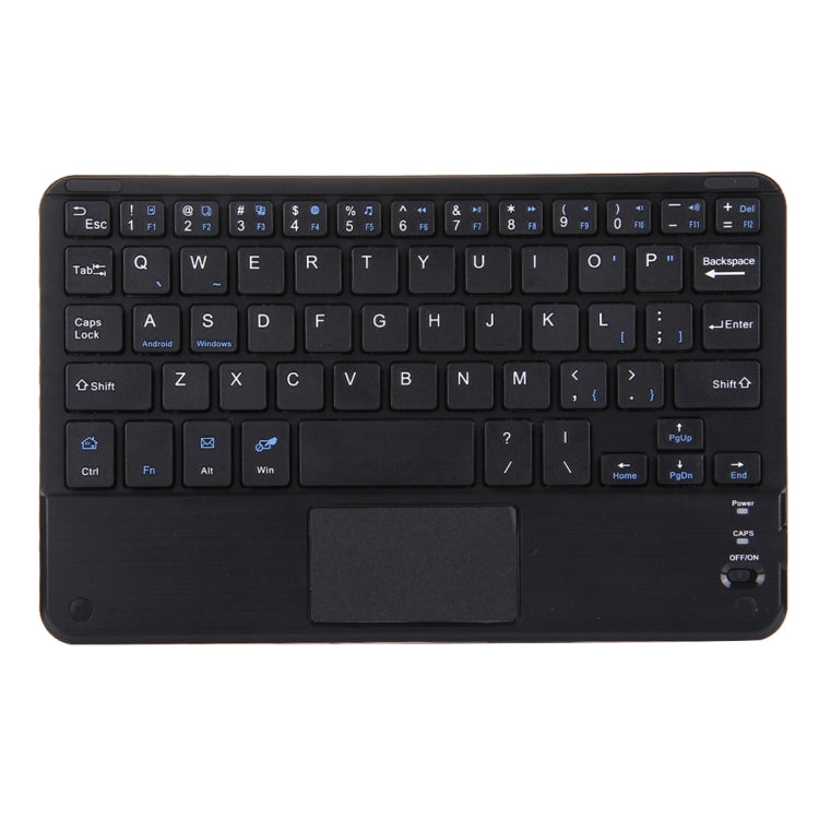 Black Bluetooth wireless keyboard with full-size QWERTY keys and touch panel