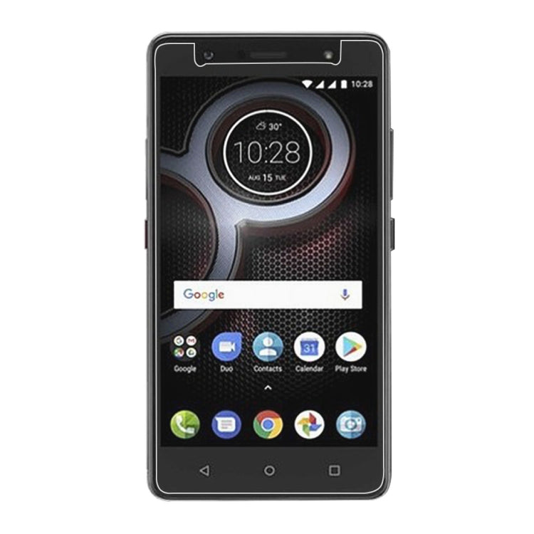 Tempered glass screen protector placed on Lenovo K8 phone display