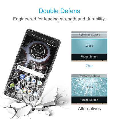 Tempered glass screen protector with reinforced glass layers diagram and phone overlay