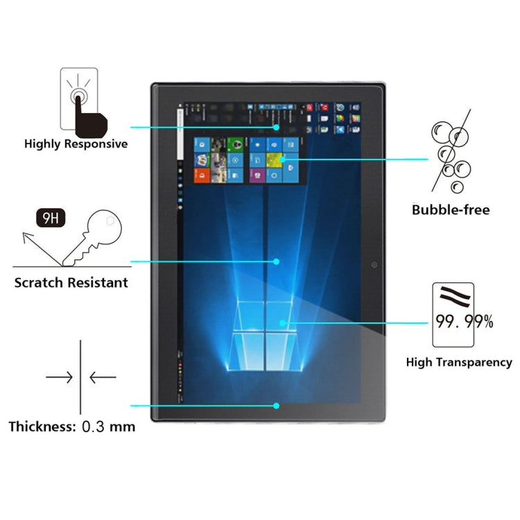 Tempered glass screen protector film for Lenovo tablet, 0.3 mm, bubble-free
