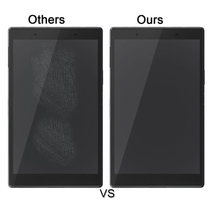 Tablet screen protector tempered glass comparison, glare-free black display