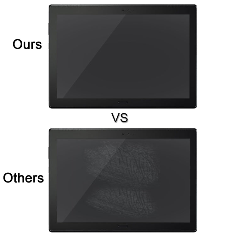 Tempered glass screen protector film comparison showing clearer dark-screen view