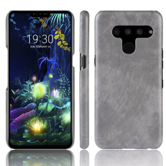 Shockproof litchi-texture phone case, grey, with cutouts for cameras and ports