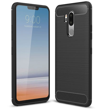 Shockproof TPU phone case for LG G7 ThinQ with carbon-fiber textured back