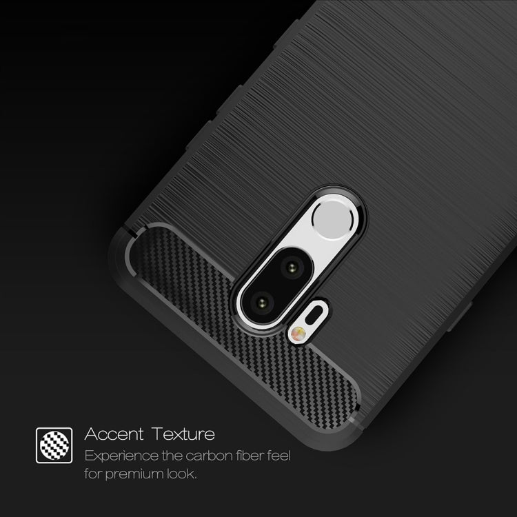Shockproof TPU phone case for LG G7 ThinQ with carbon-fiber texture and camera bezel