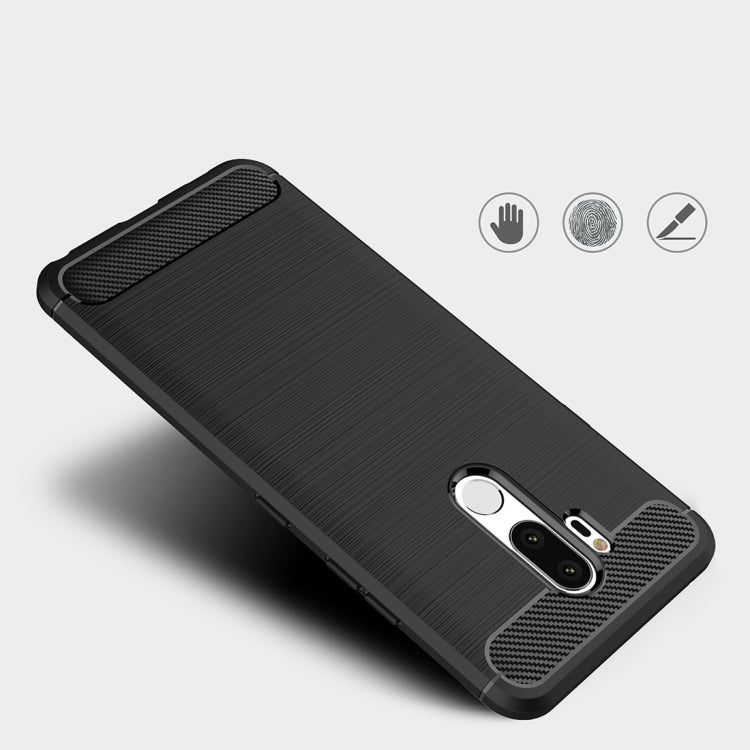 Shockproof TPU phone case for LG G7 ThinQ with textured grip accents and raised edges