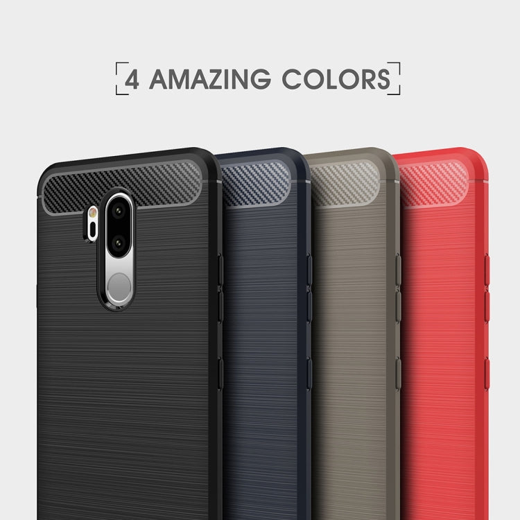 Shockproof TPU phone case for LG G7 ThinQ in four colors with carbon-fiber textured back