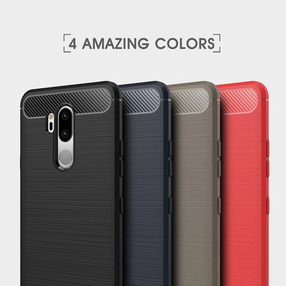 Shockproof TPU phone case for LG G7 ThinQ in four colors with carbon-fiber textured back