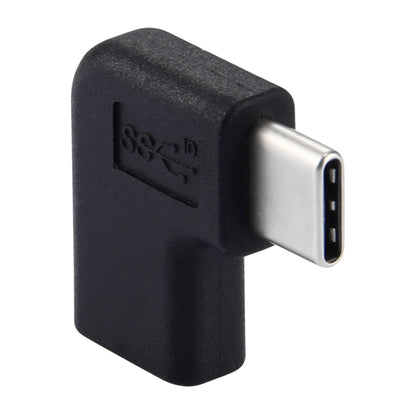 Black 90-degree USB-C adapter showing side profile and port alignment