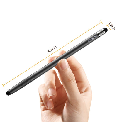 Black stylus pen with textured grip tip and dual silicone ends