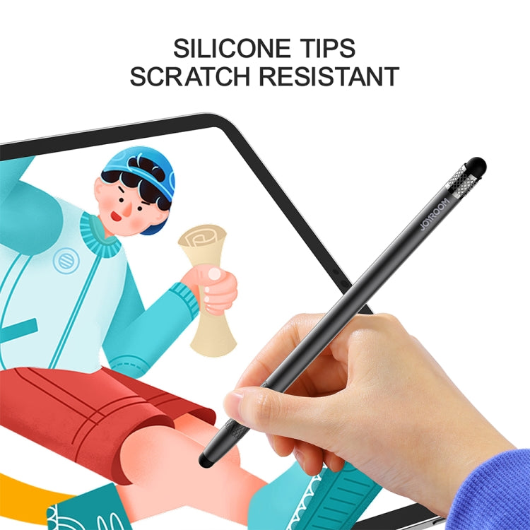 Black stylus pen with scratch-resistant silicone tips for writing and drawing