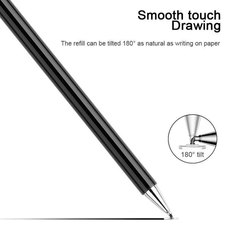 Angled black stylus pen touching a tablet screen