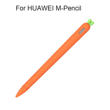 Orange silicone stylus cover with green carrot top and tapered pen tip