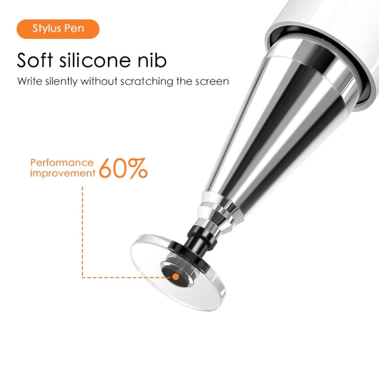 Universal stylus pen with soft silicone disc nib and protective cap
