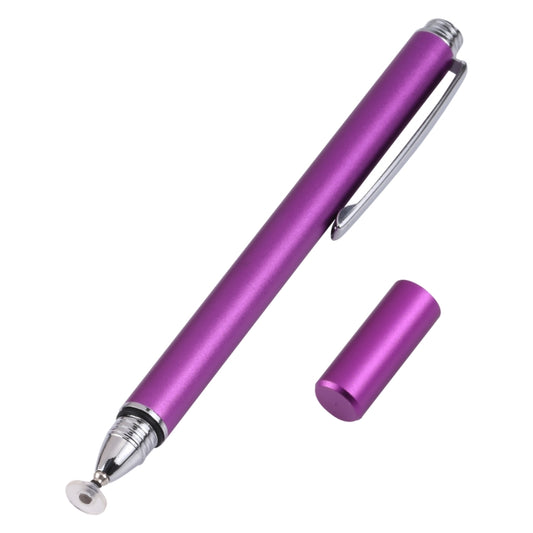 Purple capacitive stylus pen with removable cap and silicone disc nib