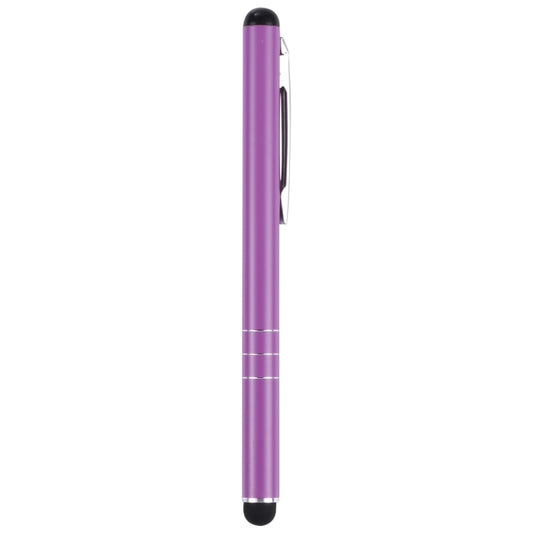 Purple universal phone writing pen with retractable holder and black rubber tip