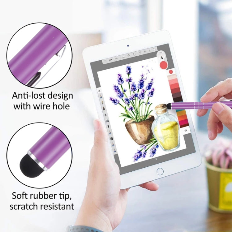 Purple phone writing pen with anti-lost wire hole near the clip