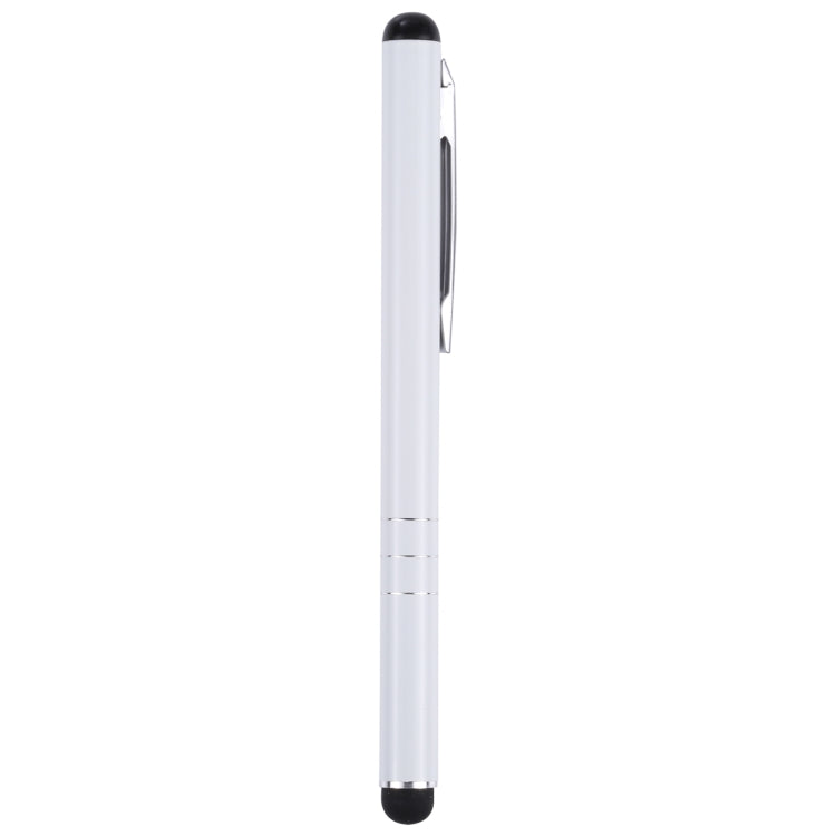 White universal phone writing pen with retractable holder and black rubber tip