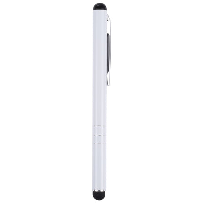White universal phone writing pen with retractable holder and black rubber tip