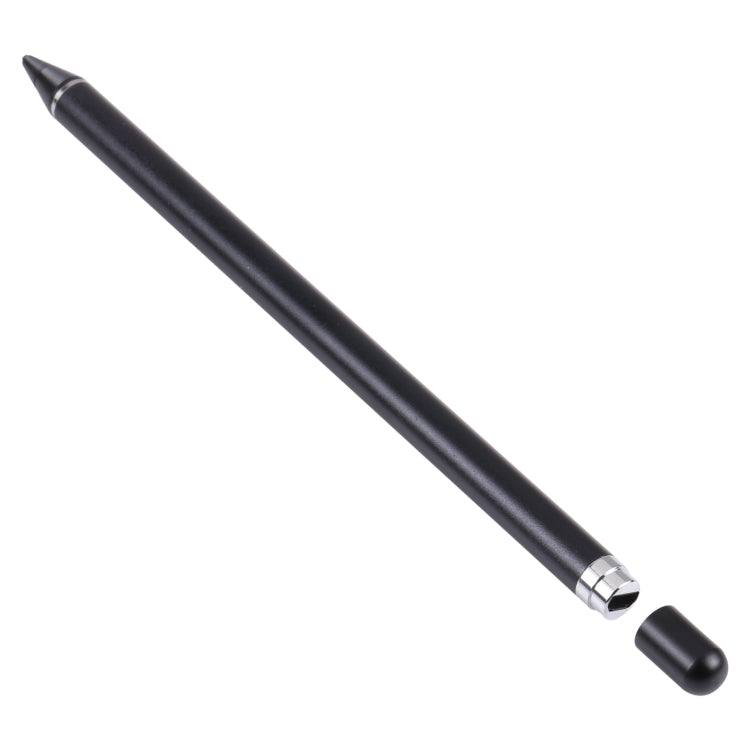 Black stylus pen with pointed tip and magnetic cap on the end