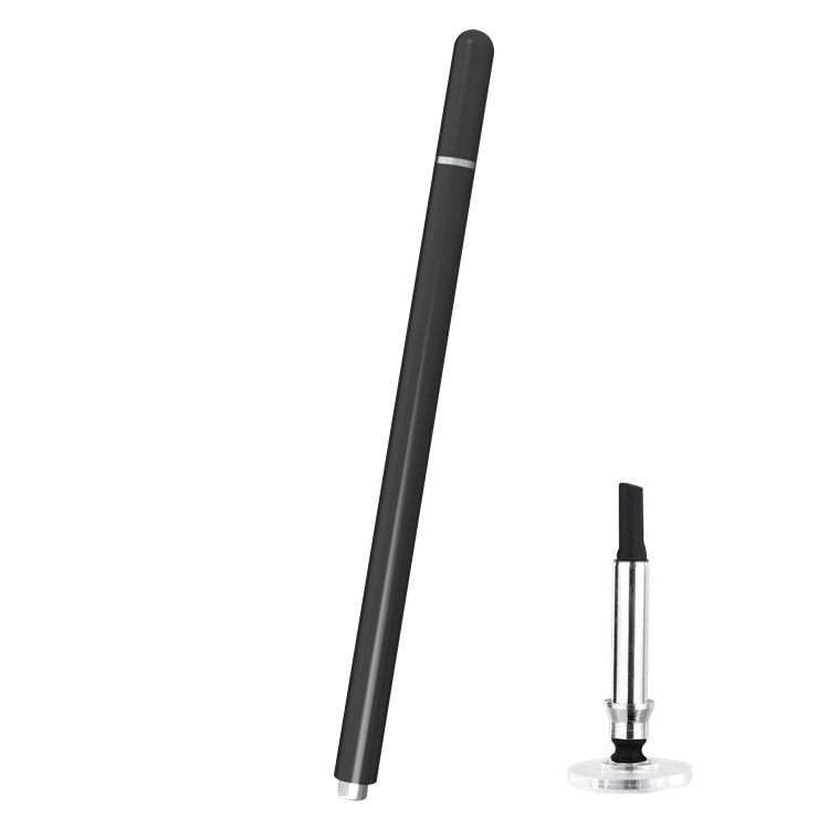 Black capacitive stylus pen with magnetic cap and spare nib