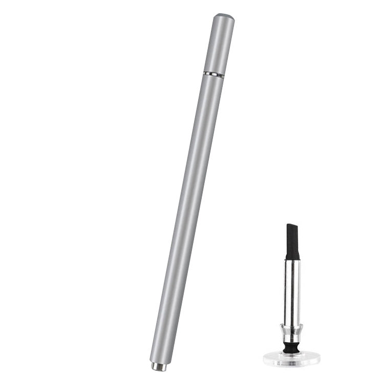 Grey capacitive stylus pen with magnetic cap and spare nib