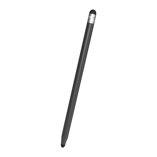 Black capacitive stylus pen with rubber nib tip and translucent end cap