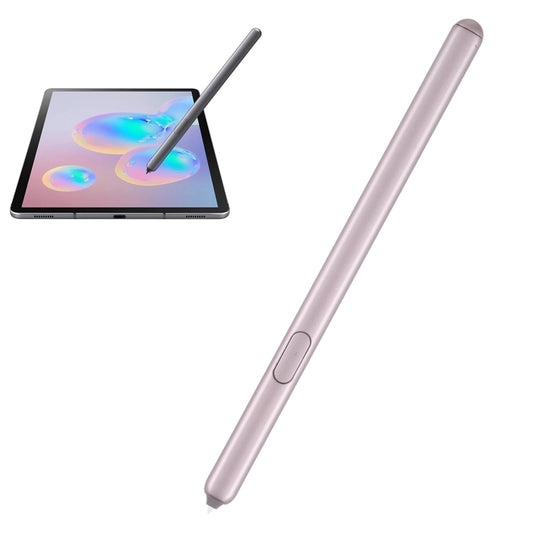 Pink stylus pen with click button end, paired with a tablet showing drawing