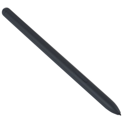 Black stylus pen with matte finish and side button detail, angled view