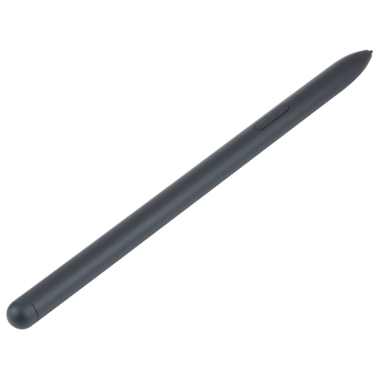 Black stylus pen with rounded end and pointed tip, close-up