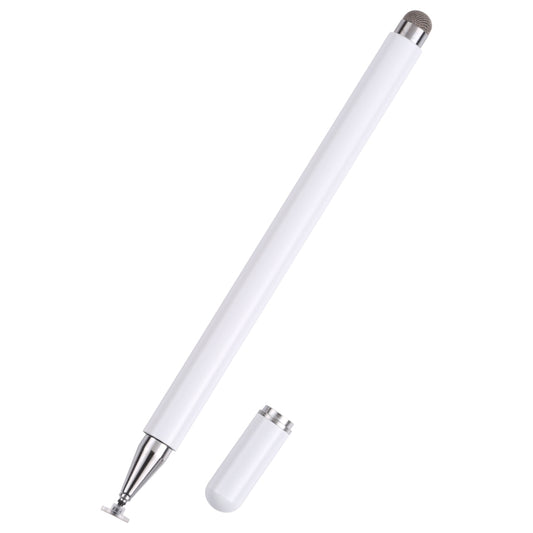 White capacitive stylus pen with soft silicone disc nib and metal connector