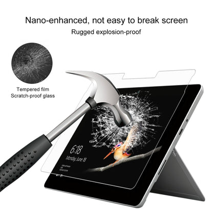 Shatter-resistant tempered glass screen protector for 10-inch Surface Go tablet, impact shown