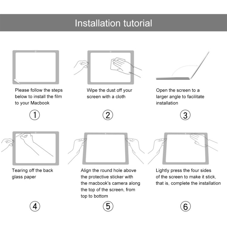 Installation tutorial diagram for tempered glass screen protector