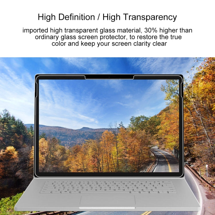 Tempered glass screen protector film with high transparency on laptop display