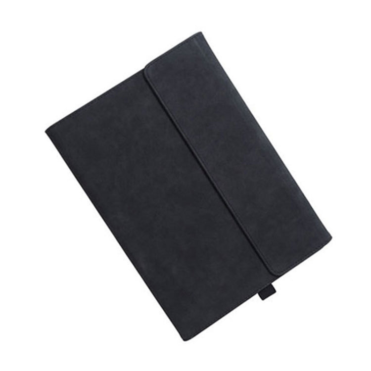 Black magnetic flip leather case with front flap and pen slot