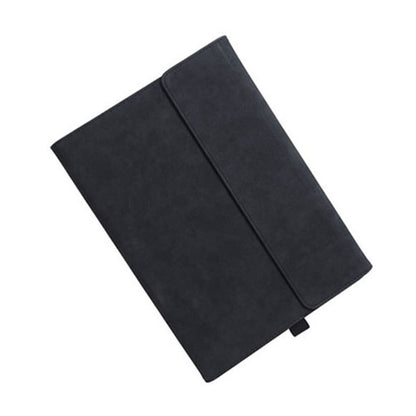 Black magnetic flip leather case with front flap and pen slot