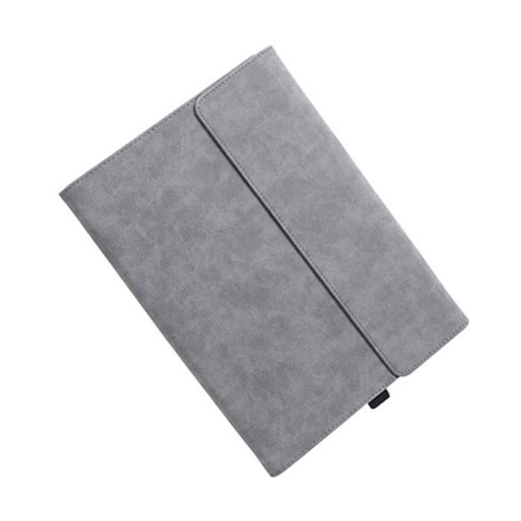 Grey magnetic flip leather case with front flap and pen slot