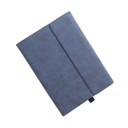 Blue magnetic flip leather case with front flap and pen slot