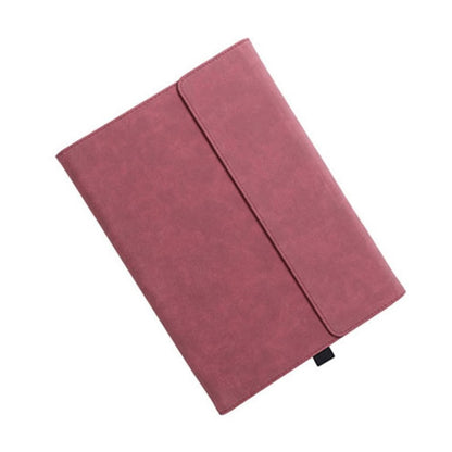 Red magnetic flip leather case with front flap and pen slot