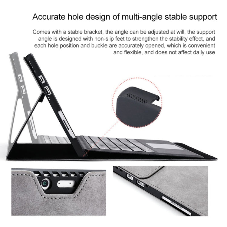 Grey magnetic flip leather case with multi-angle stand and port cutouts