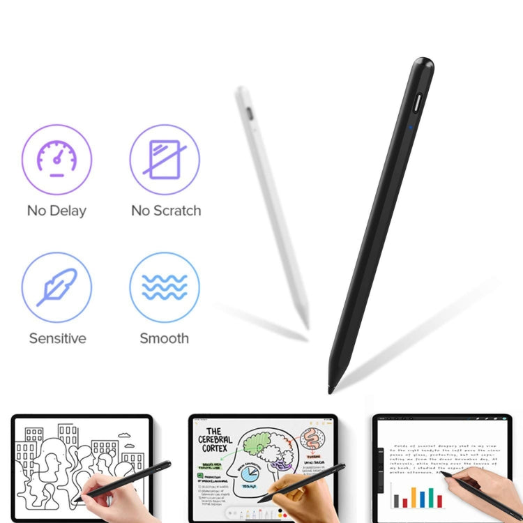 Pair of capacitive stylus pens, black and white, with slim tips