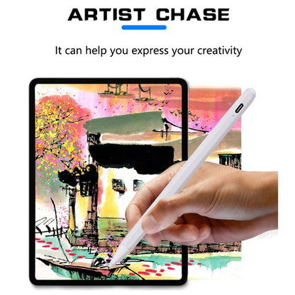 White capacitive stylus drawing on a tablet display