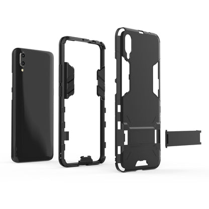 Shockproof phone case with kickstand holder, showing open protective frame