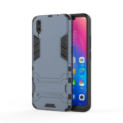 Shockproof phone case in light blue-gray with rugged TPU bumper protection