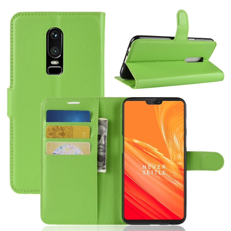 Green litchi-texture flip leather phone case with card slots and wallet holder
