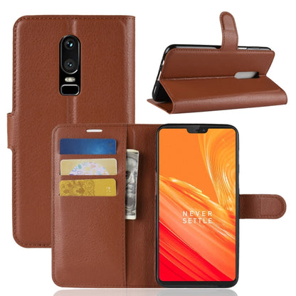 Brown litchi-texture leather flip phone case with card slots and wallet holder