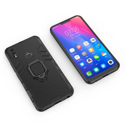 Black shockproof phone case with magnetic ring holder for front and back protection