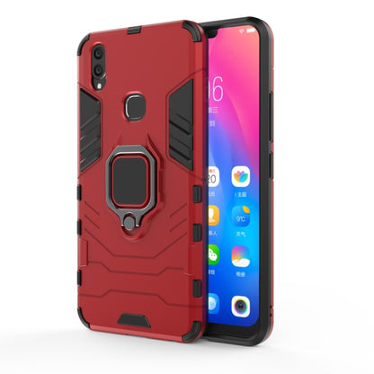 Red shockproof phone case with magnetic ring holder and kickstand